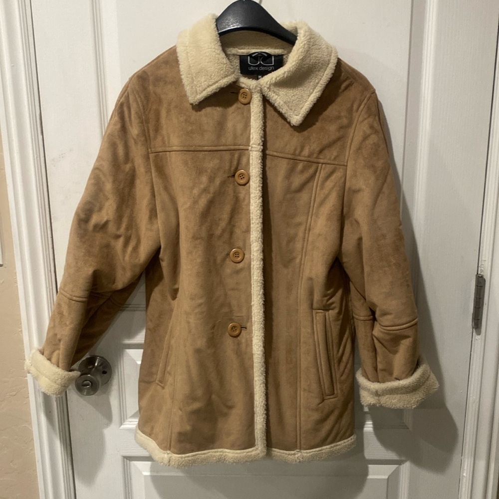 Fleece lined polyester suede jacket